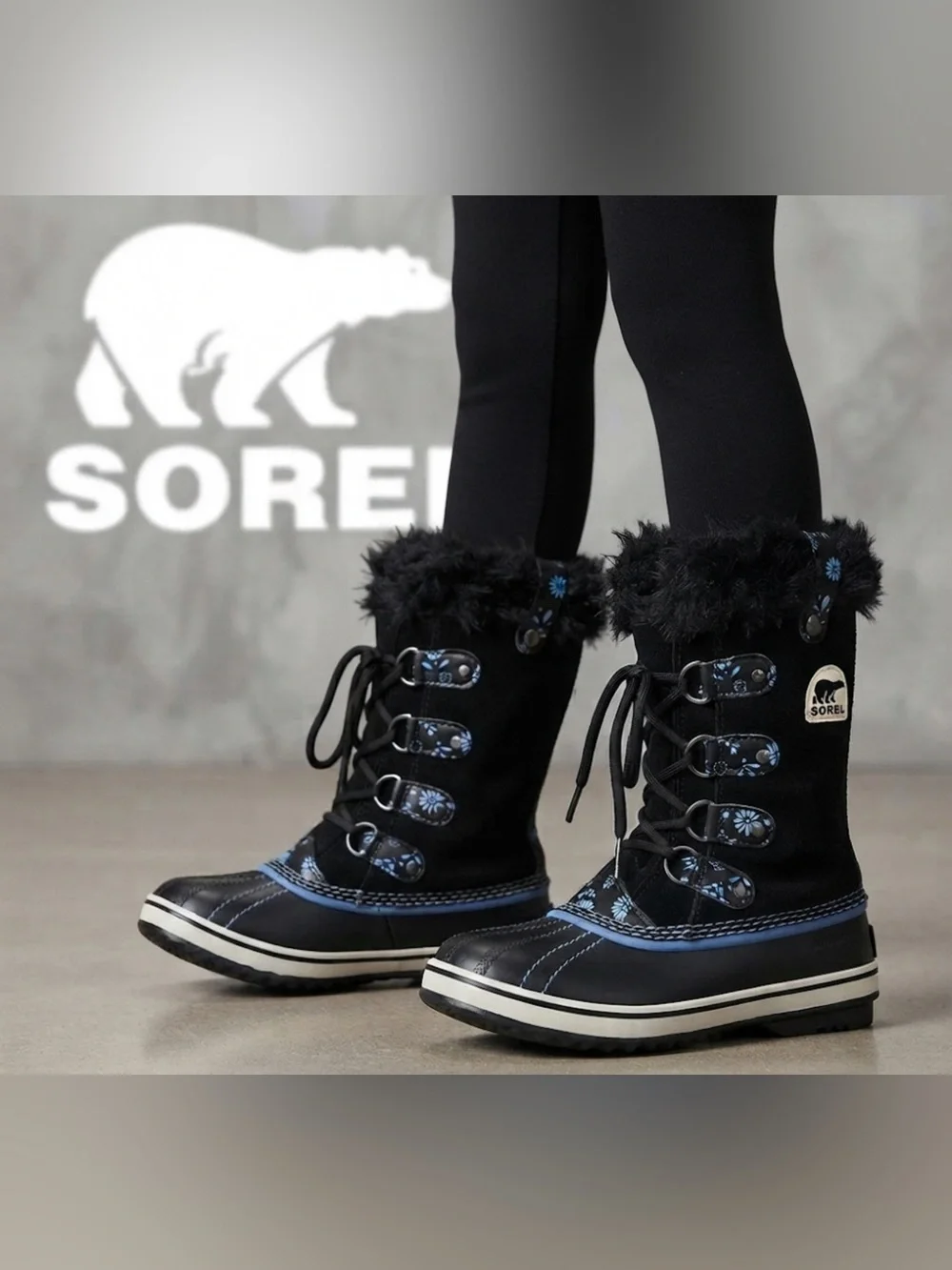 Authentic Sorel signature girls waterproof winter snow boots Sz 2 Euro 33
